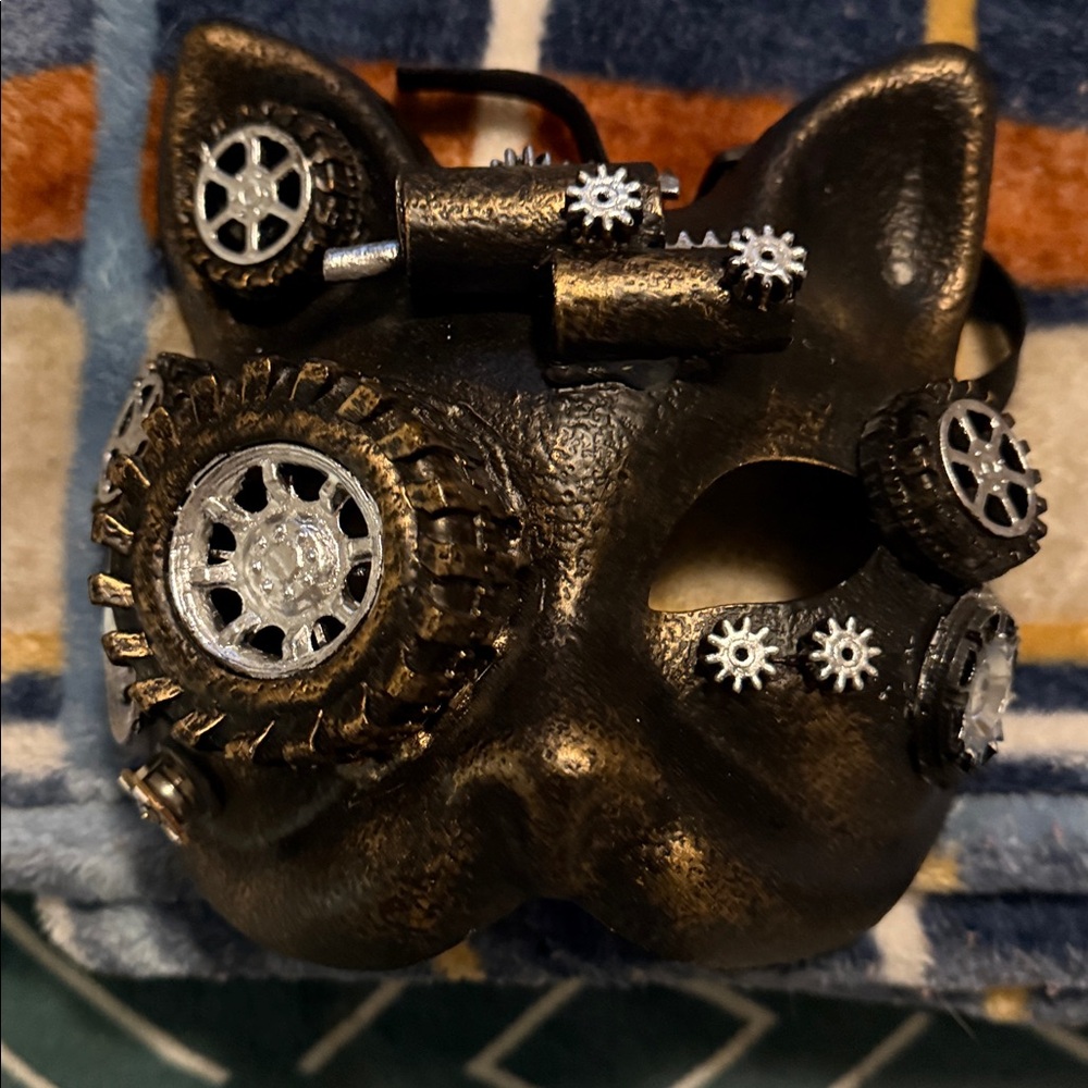 Steampunk Cat Mask with Gears
